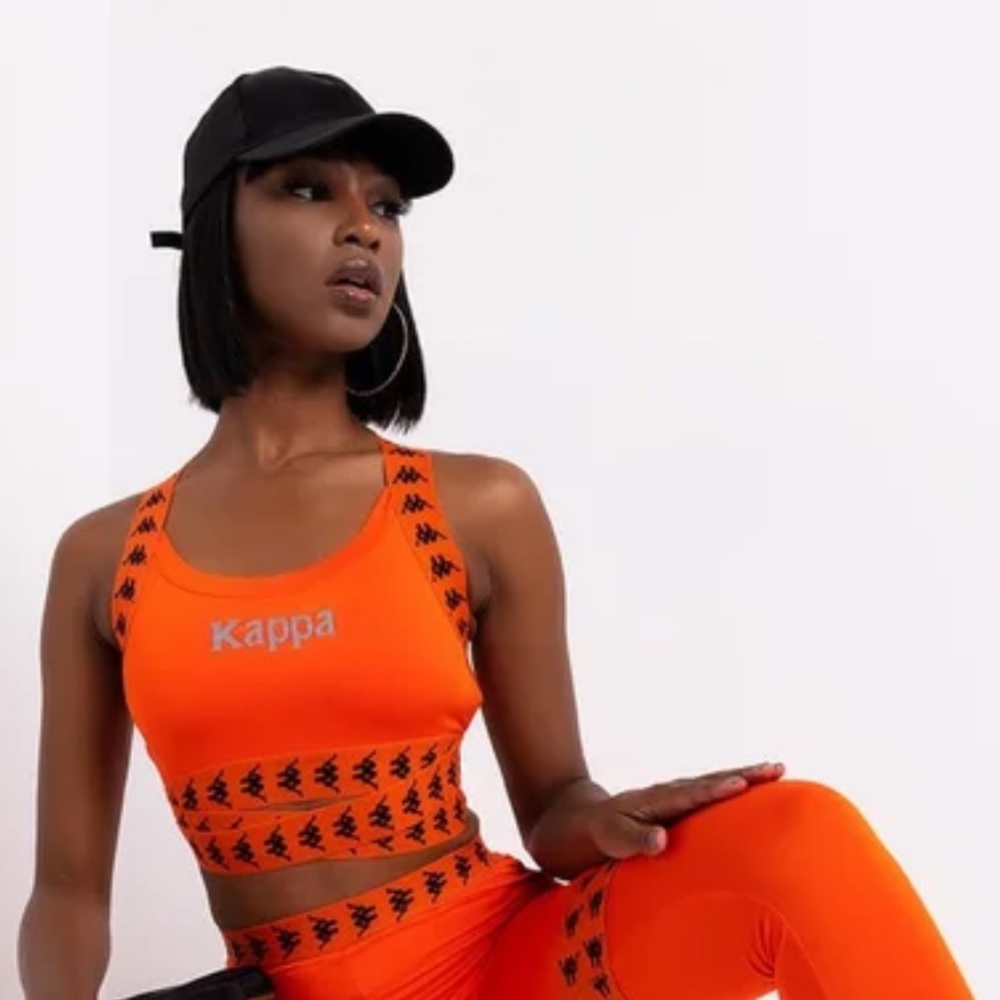 NWT Kappa Orange and Black Criss Cross Sports bra